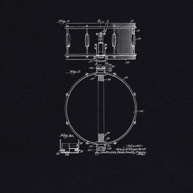 Snare Drum Vintage Patent Drawing by TheYoungDesigns